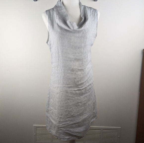 linen cowl neck dress